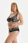 Beyaz-Siyah Yüksek Bel Bikini Alt