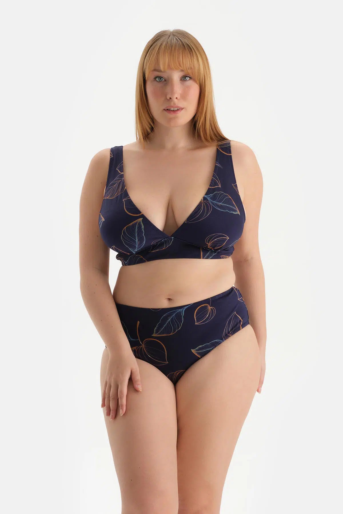 Lacivert Bağlama Detaylı Yüksek Bel Bikini Altı