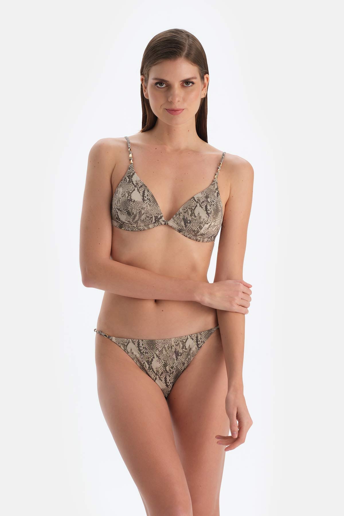Kahverengi Leopar Düşük Bel Bikini Altı