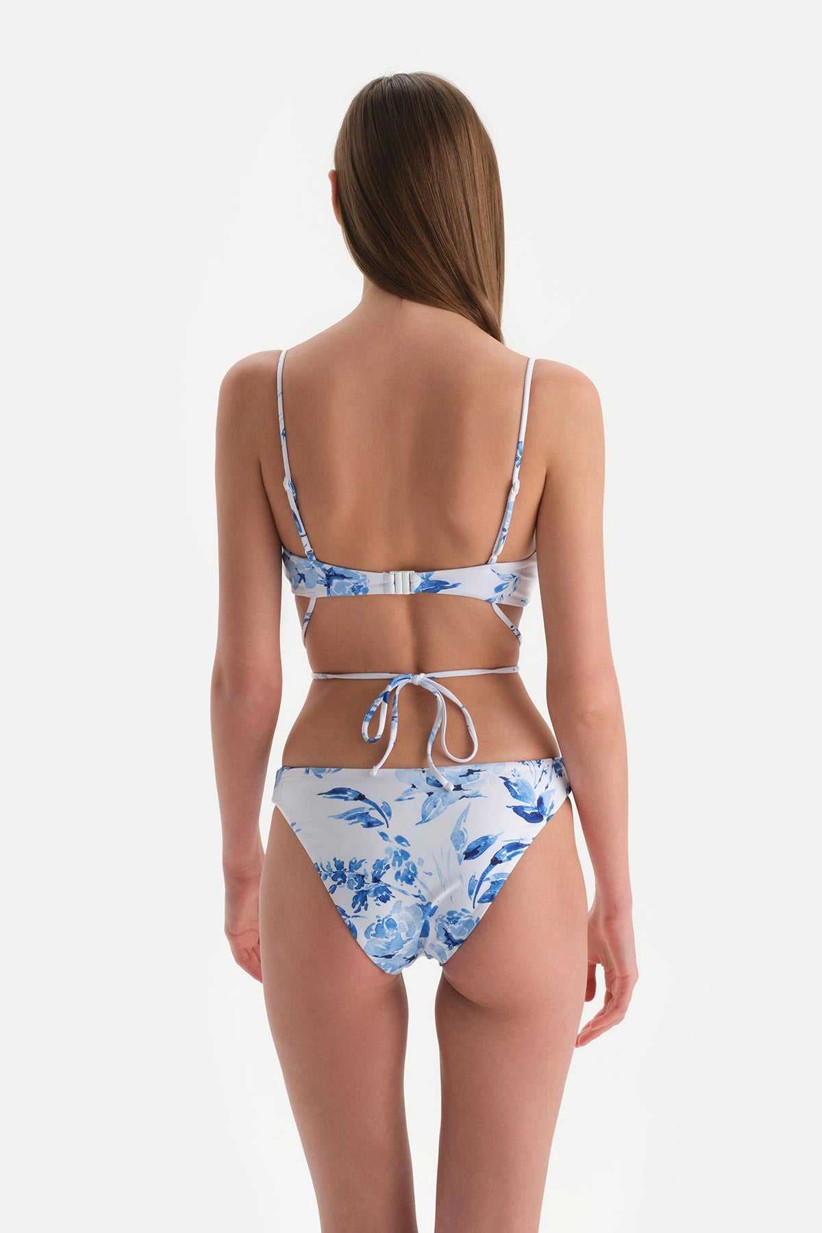 Beyaz-Mavi Yüksek Bel Bikini Altı