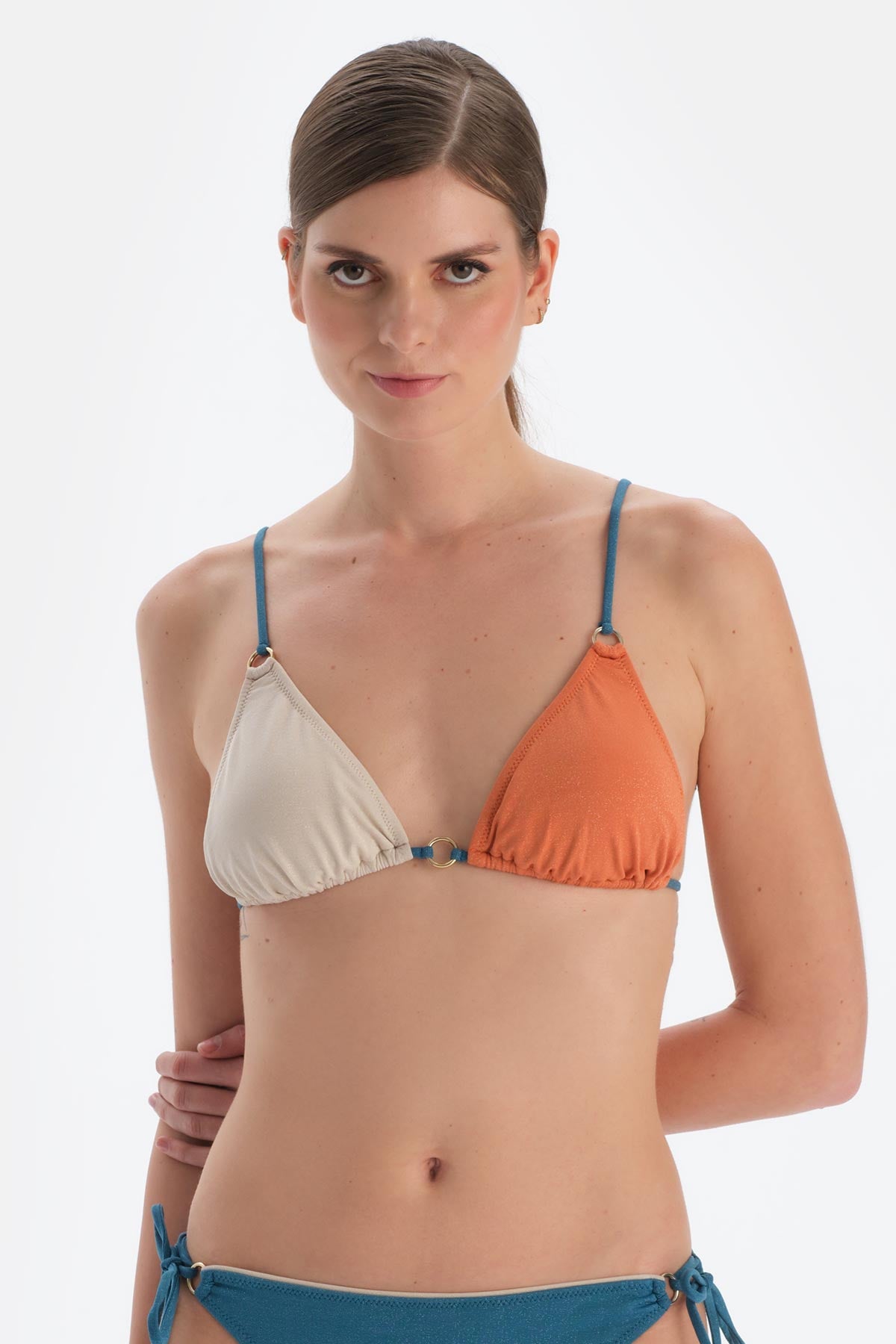 Petrol Mavi Üçgen Küçük Bikini Üst