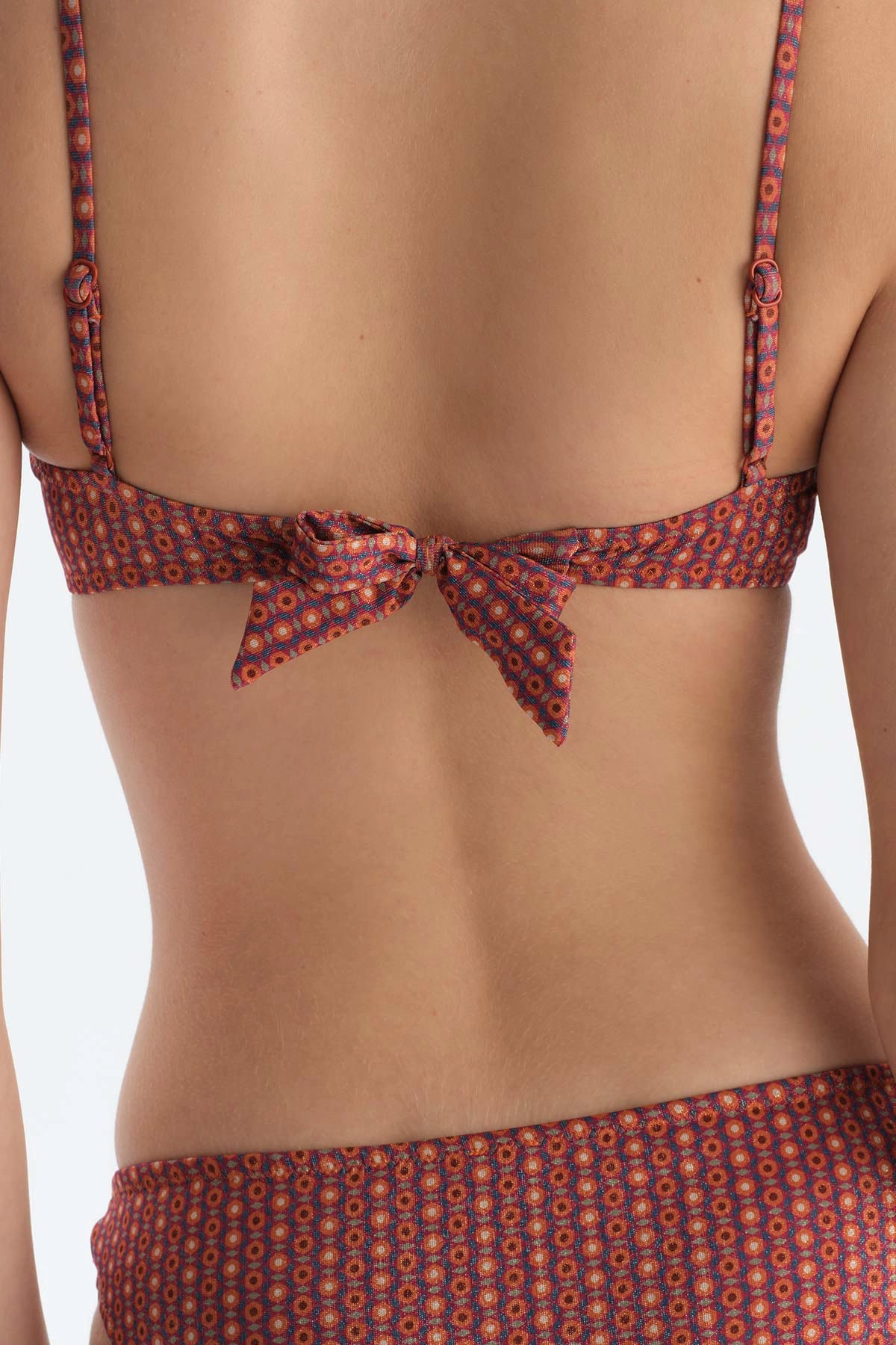 Kahverengi Balenli Bikini Üst