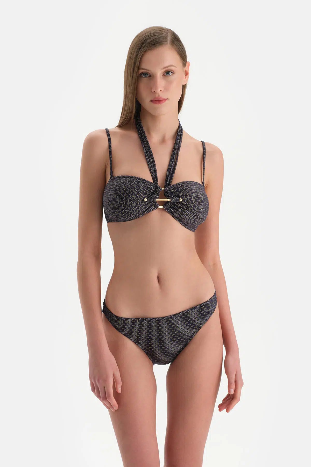 Lacivert Straplez Bikini Üst