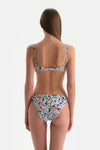 Ekru-Lila Üçgen Geniş Bikini Üst