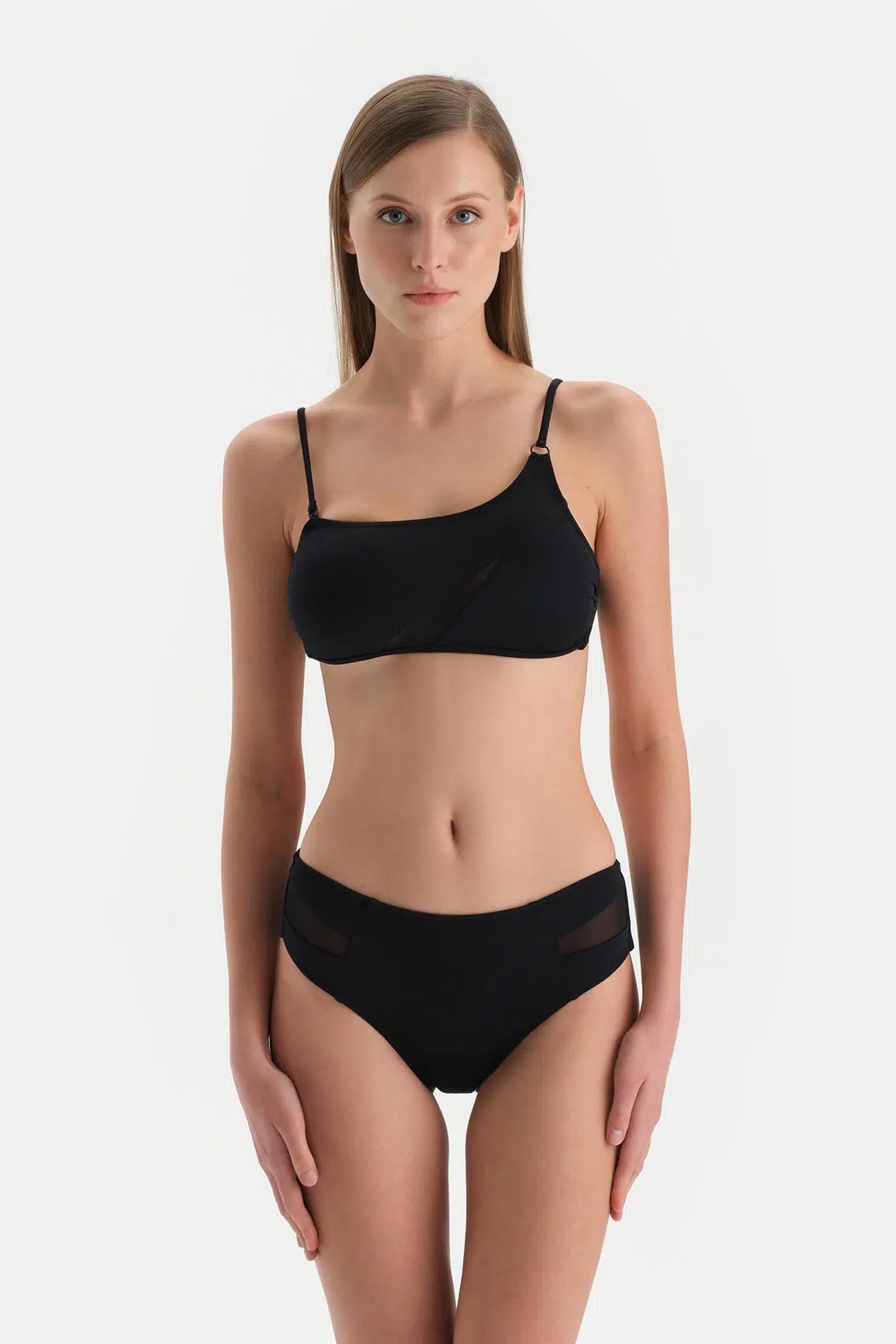 Siyah Tek Omuz Bikini Üstü
