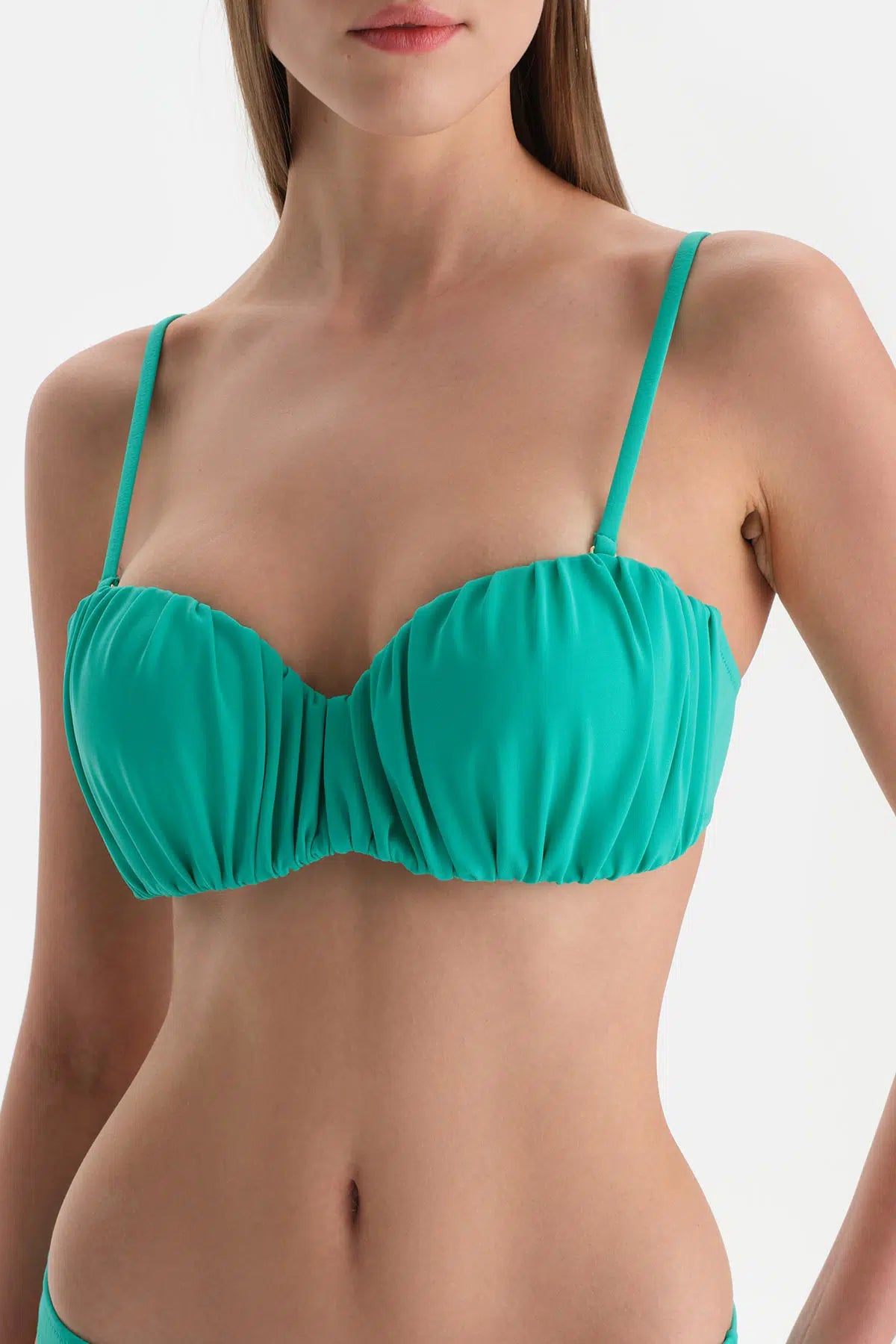 Mint Yeşili Straplez Kaplı Bikini Üst