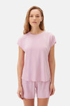 Açık Pembe Kayık Yaka Viskon Şortlu Pijama Takımı