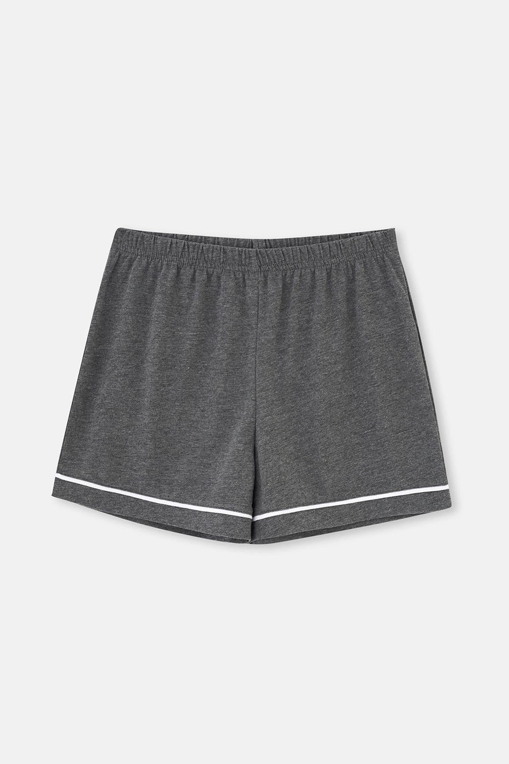 Antrasit Melanj Biye Detaylı Basic Şortlu Pijama Takımı