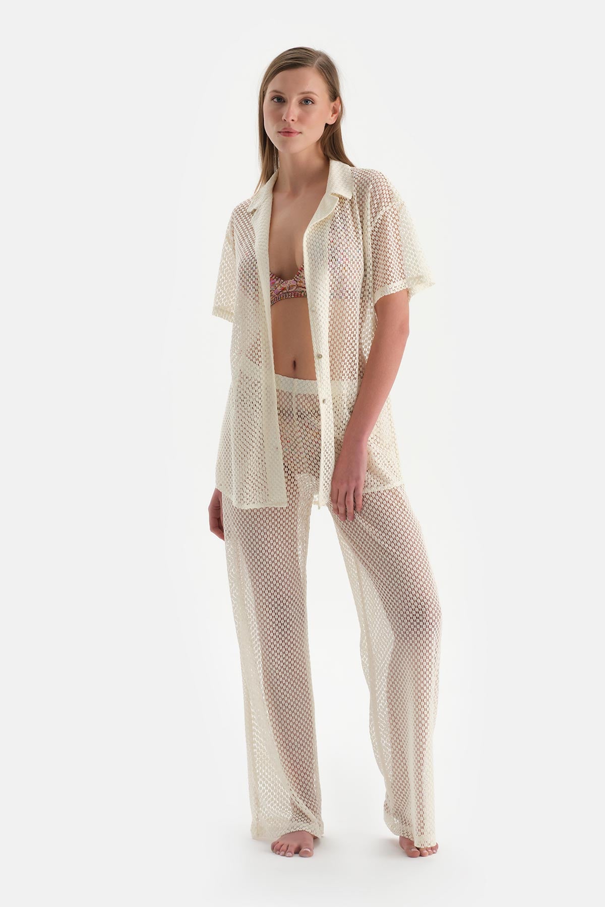 Ekru Kısa Kol Gömlek