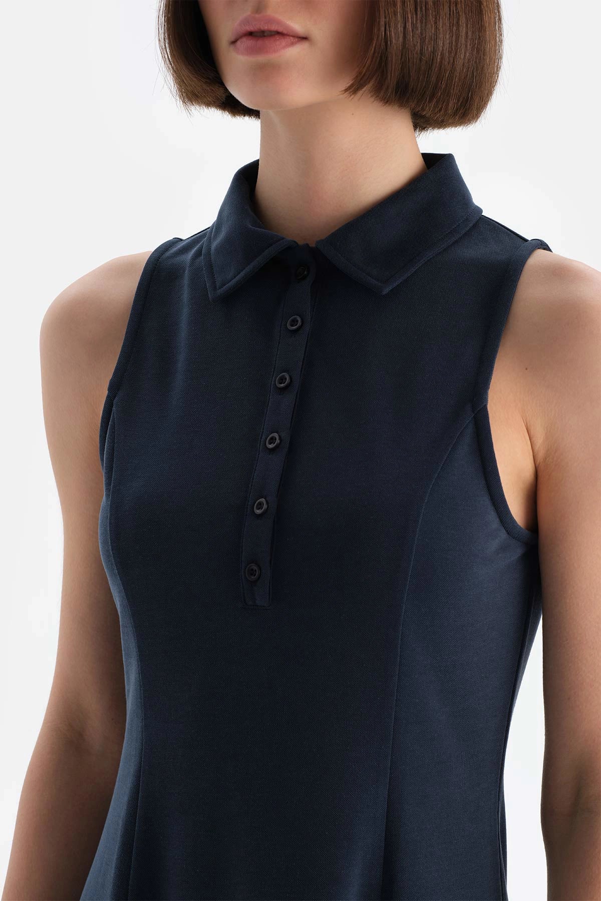 Lacivert Dagi Active Kadın Modal Kolsuz Önden Düğmeli Elbise