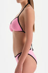 Siyah-Pembe Üçgen Küçük Bikini Üst