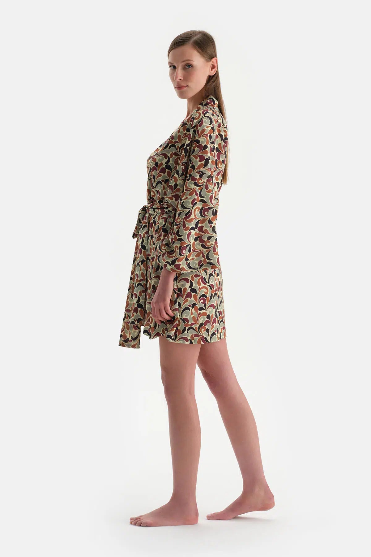 Kahverengi Kısa Kimono