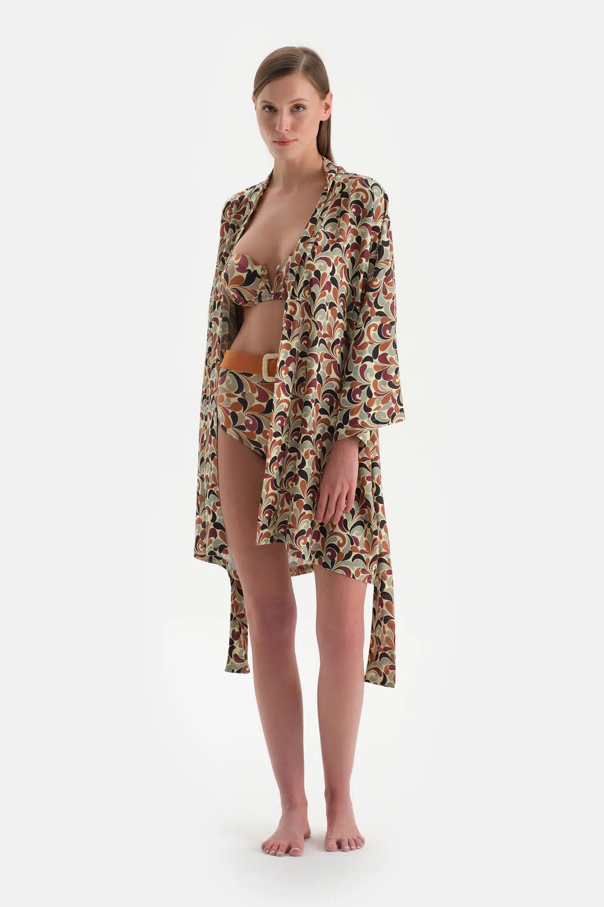 Kahverengi Kısa Kimono