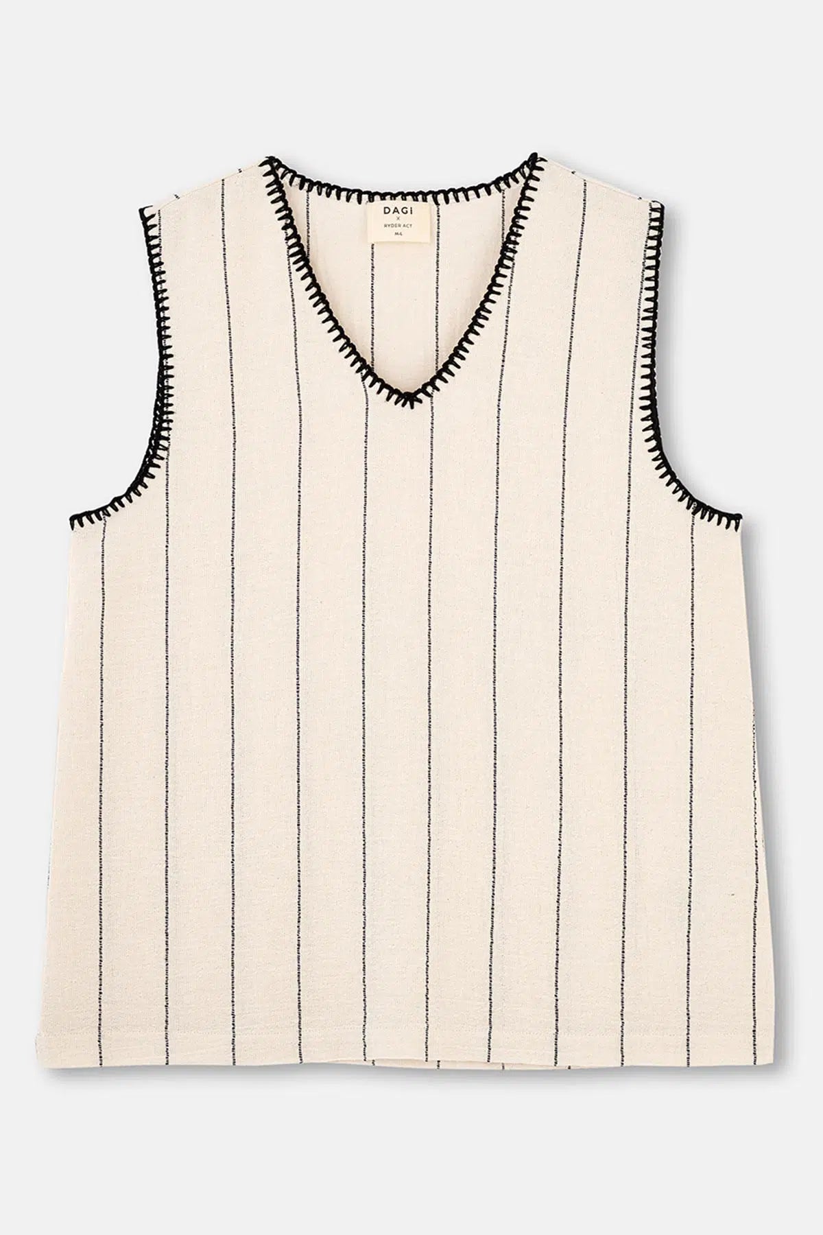 Ekru-Siyah Ryder Act - Anatolia Koleksiyonu - V Yaka Dikiş Detaylı Üst