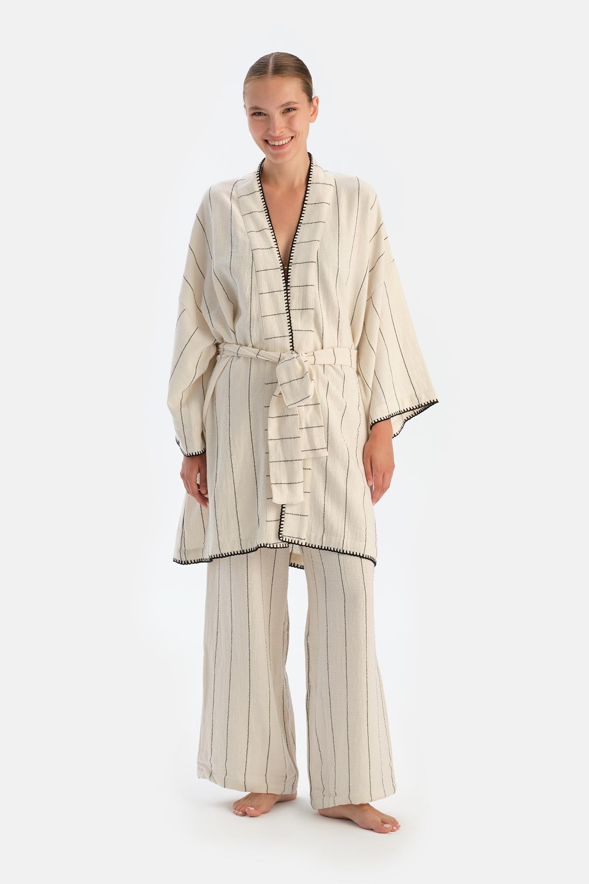 Ekru-Siyah Ryder Act - Anatolia Koleksiyonu - Kimono