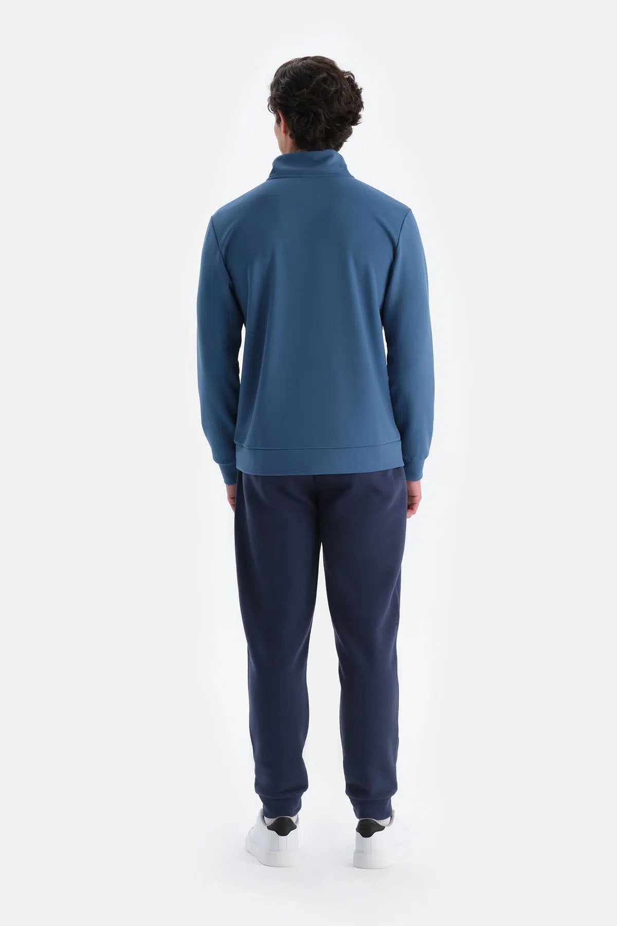 Indigo Erkek Dik Yaka Yarım Fermuarlı Sweatshırt