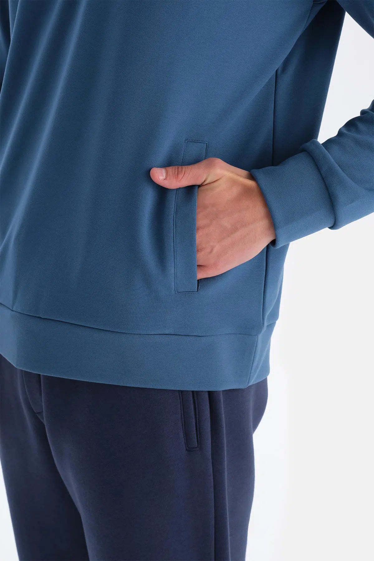 Indigo Erkek Dik Yaka Yarım Fermuarlı Sweatshırt