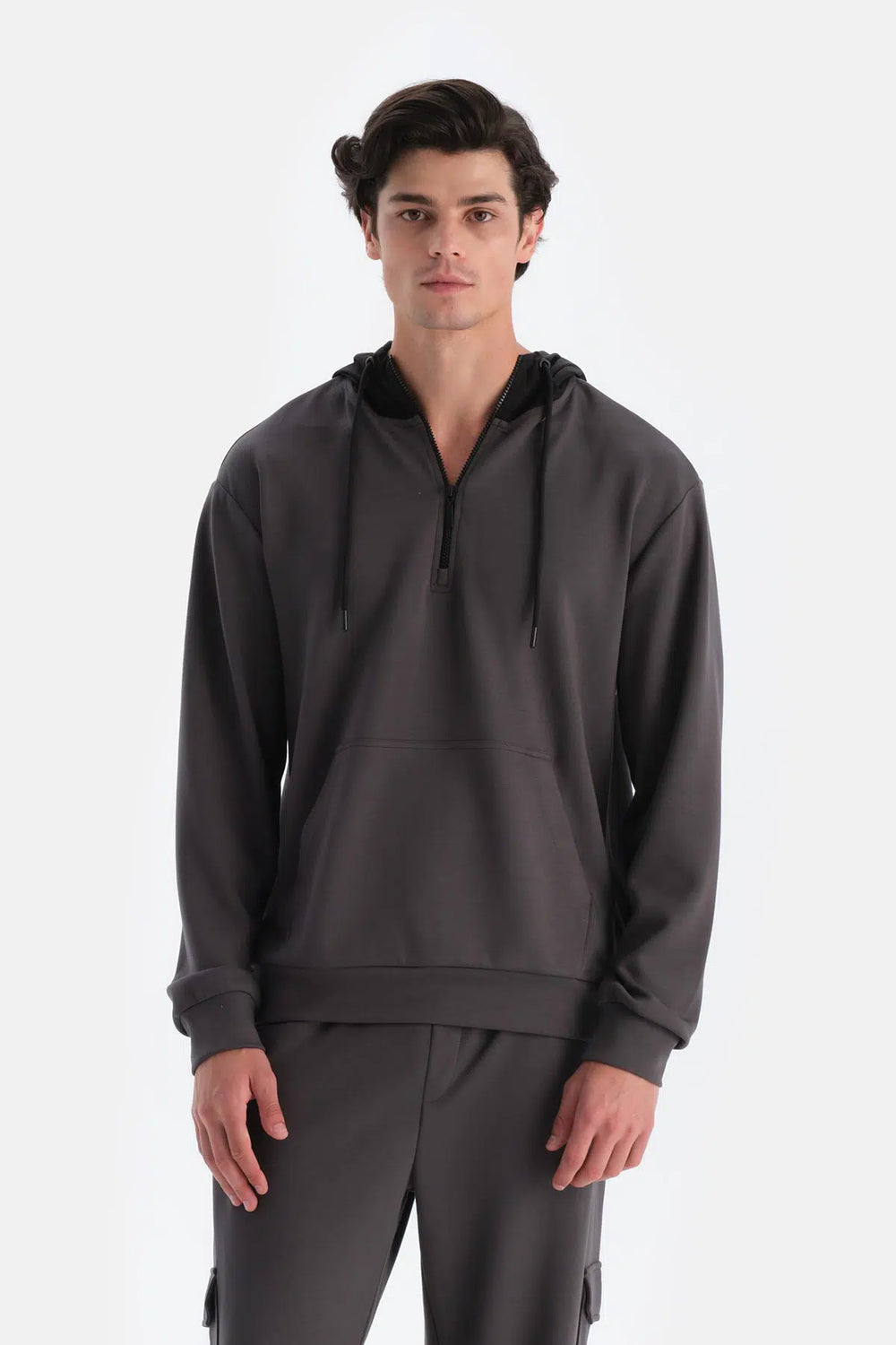 Antrasıt Erkek Kapişonlu Modal Sweatshırt