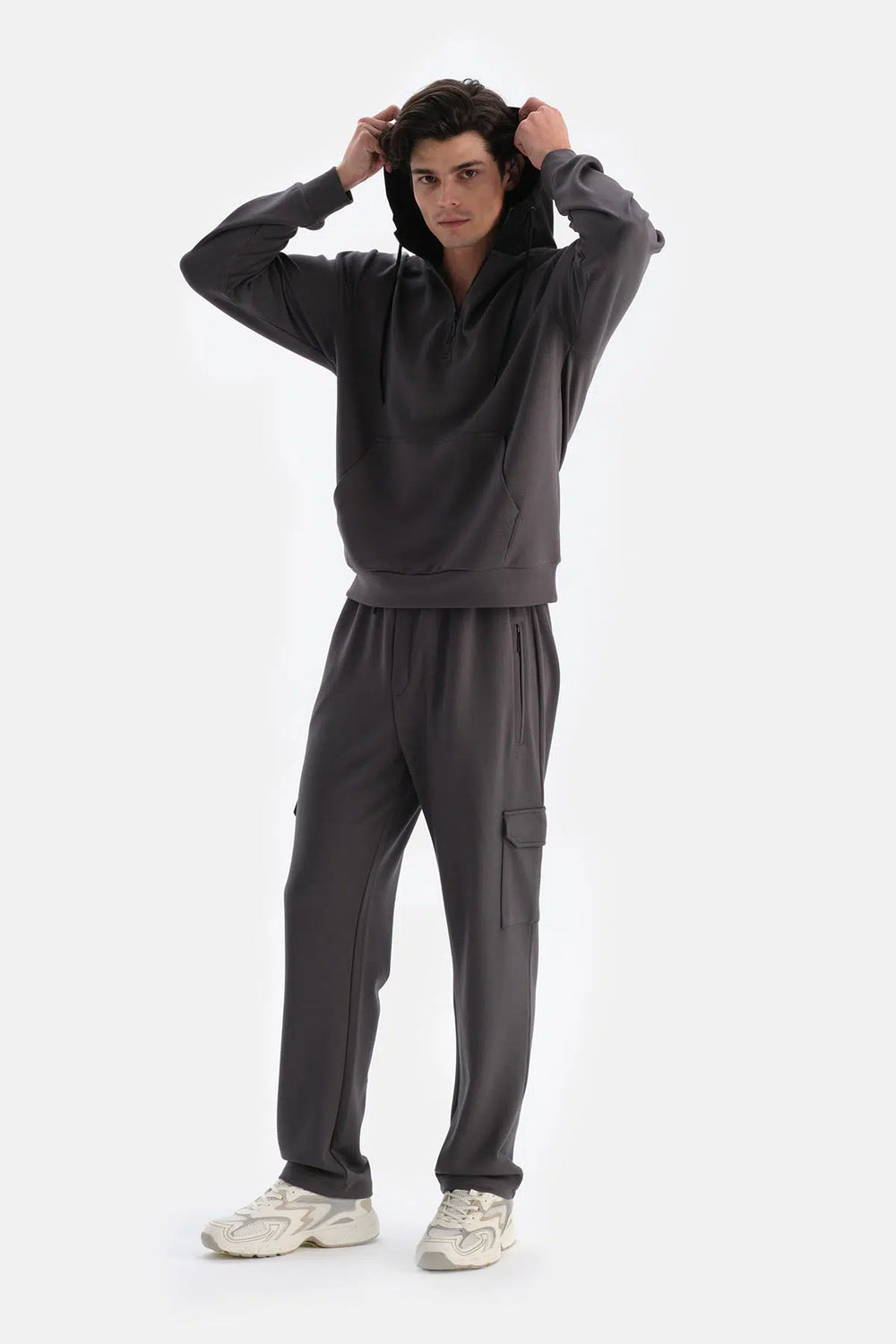 Antrasıt Erkek Kapişonlu Modal Sweatshırt