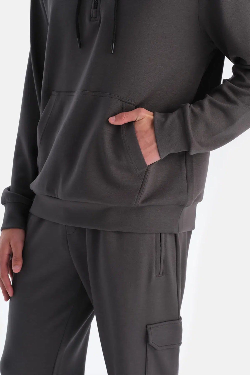 Antrasıt Erkek Kapişonlu Modal Sweatshırt