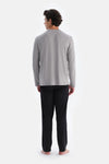 Açık Gri Uzun Kollu Jakar Detaylı Tişört Pantolon Pijama Takımı
