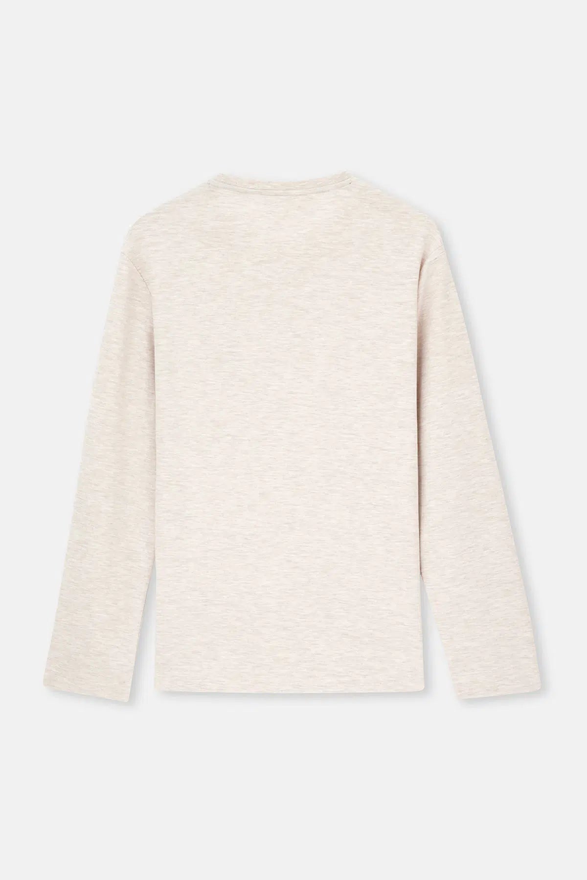 Bej Melanj Yarım Patlı Uzun Kollu Ekose Pantolonlu Pijama Takımı