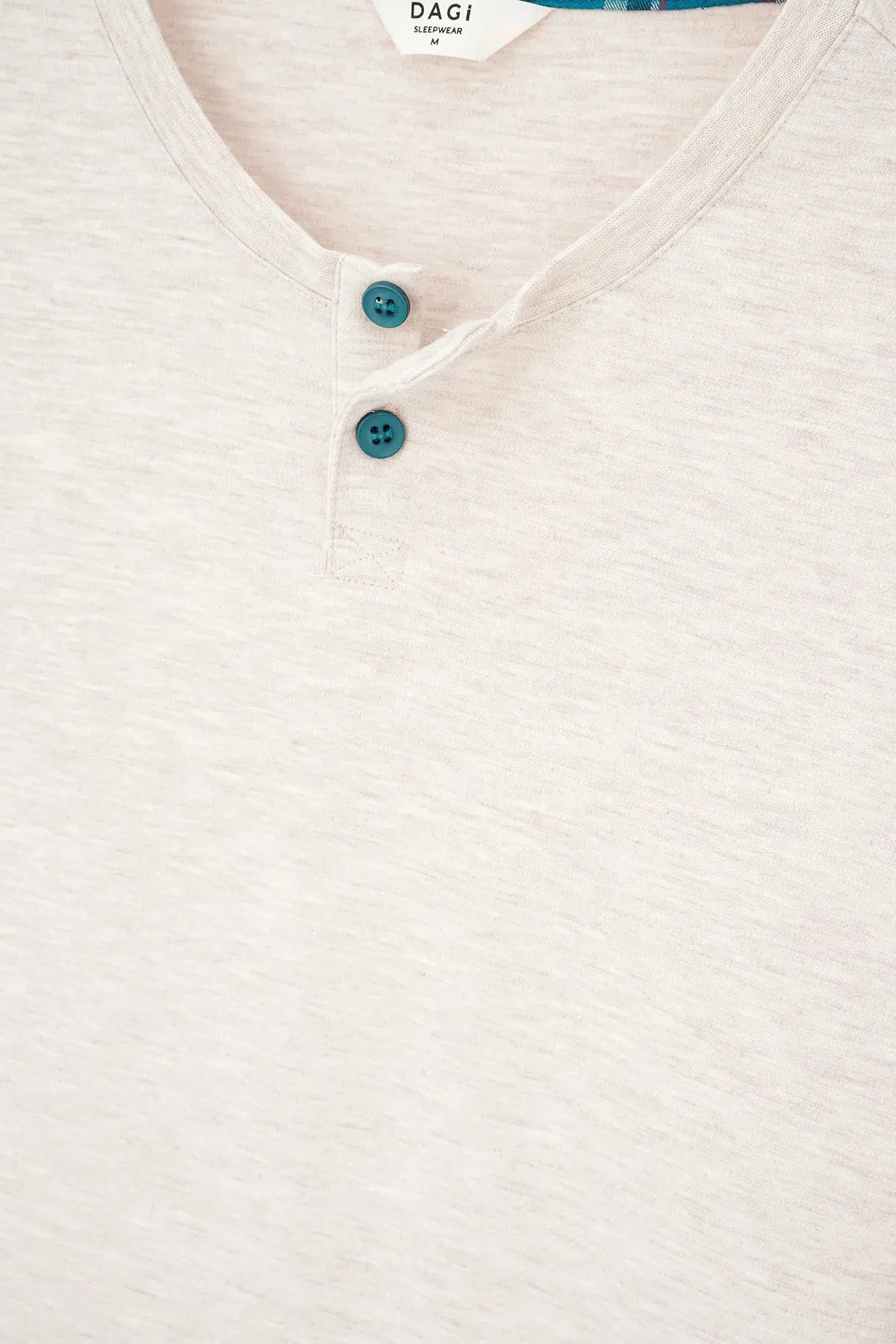 Bej Melanj Yarım Patlı Uzun Kollu Ekose Pantolonlu Pijama Takımı