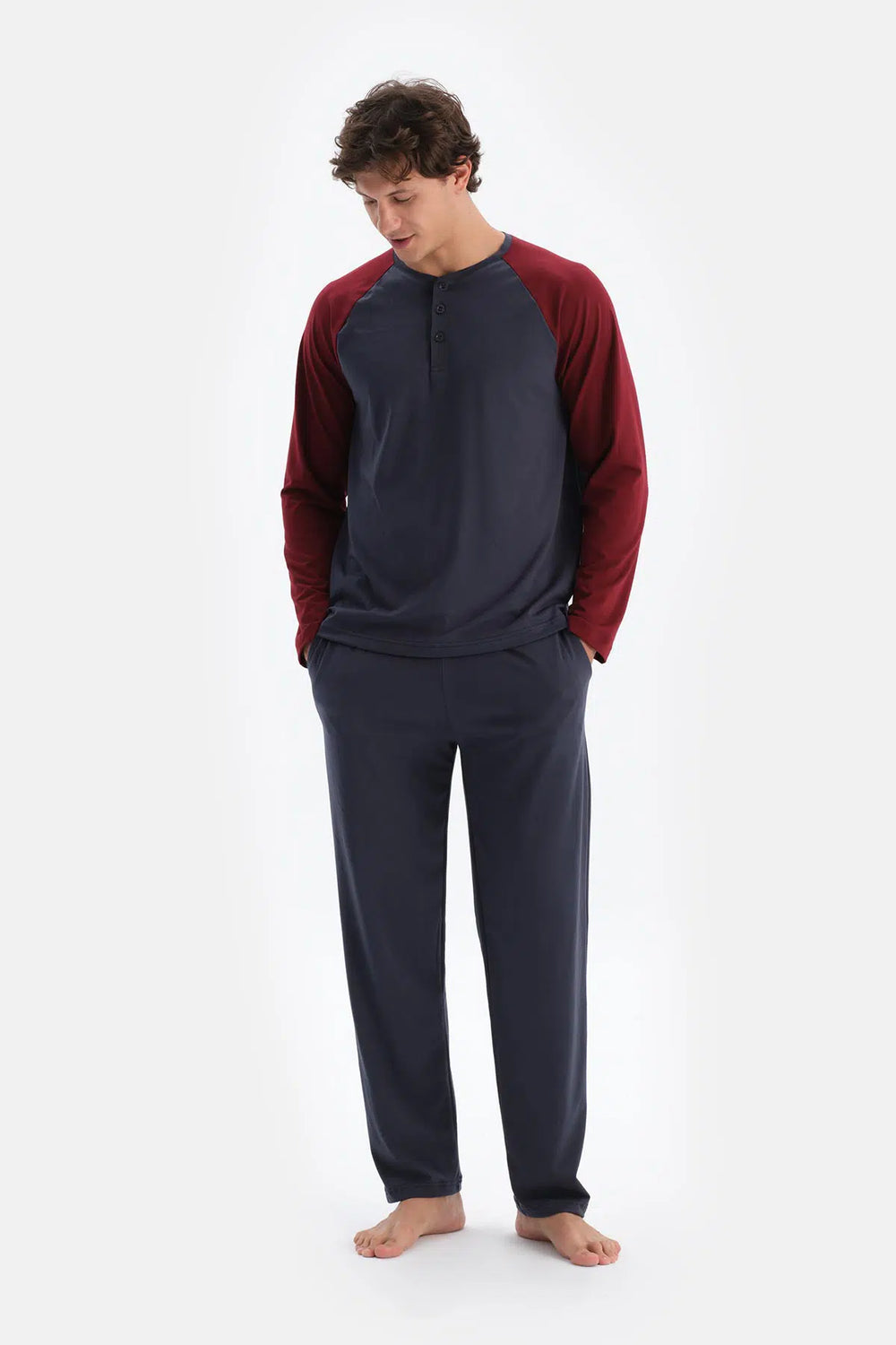 Antrasıt Erkek Reglan Kol Pijama Takımı