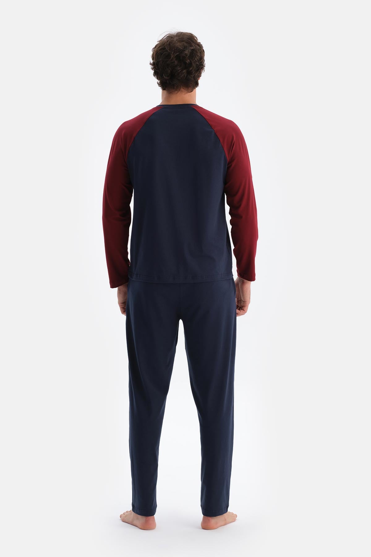 Bordo Erkek Reglan Kol Pijama Takımı