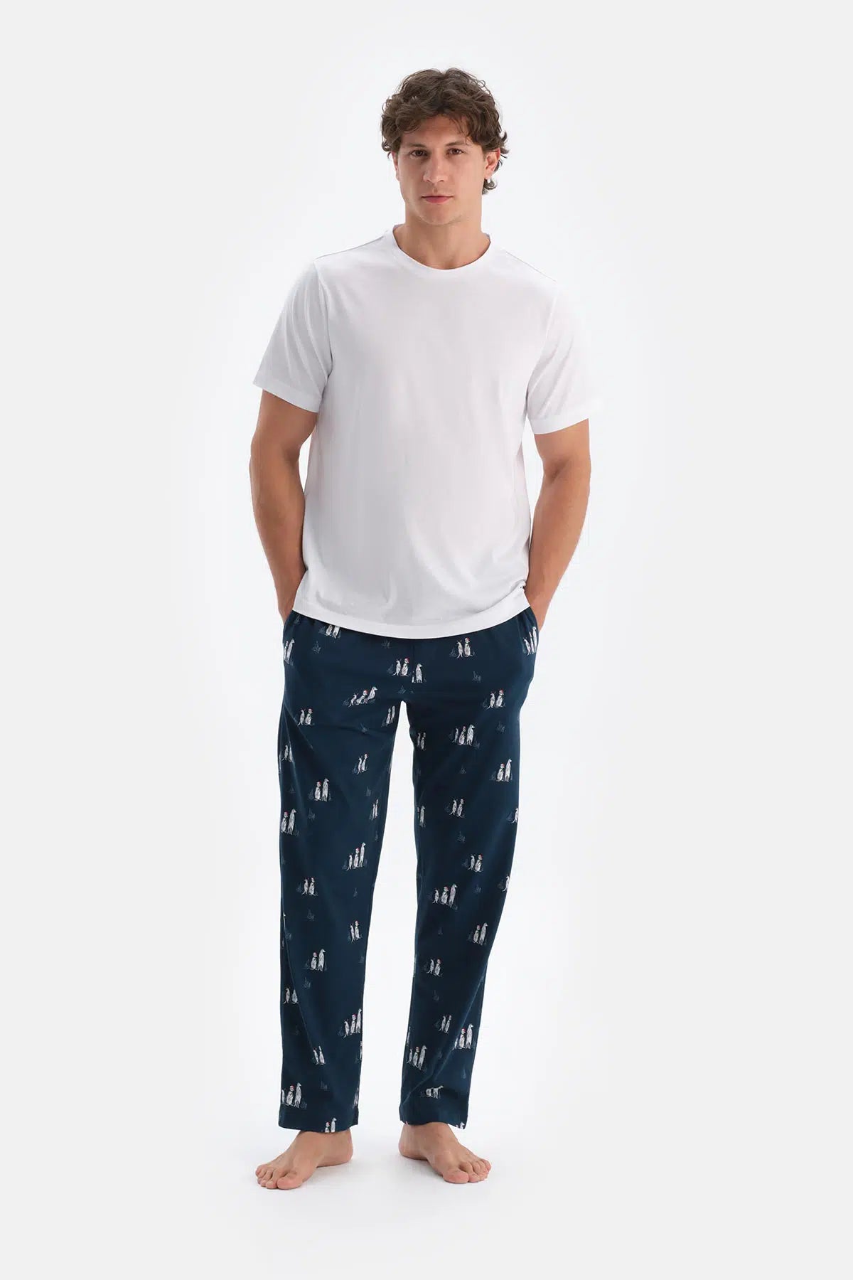 Beyaz Erkek O Yaka Pijama Takımı