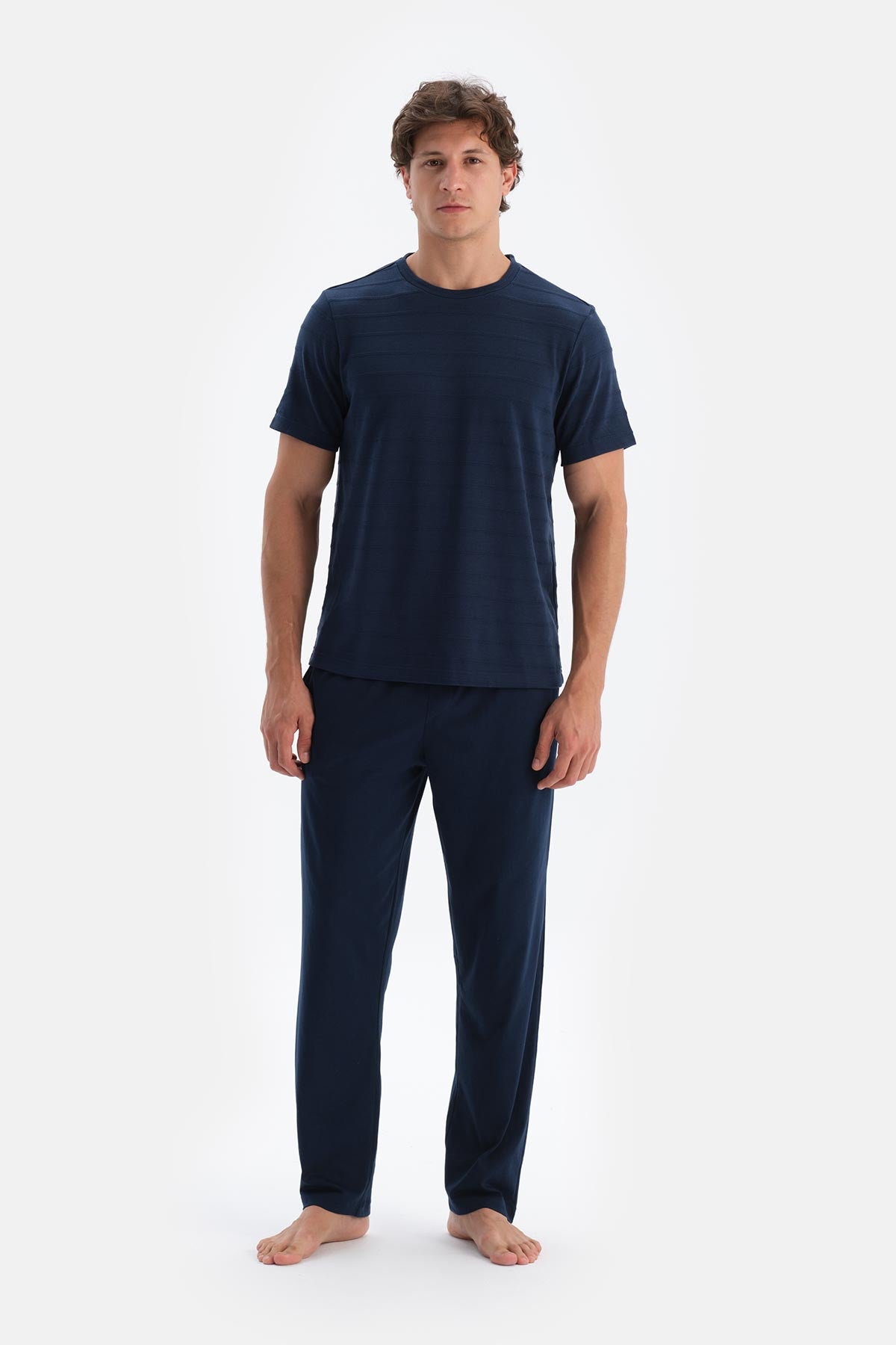 Lacivert Erkek O Yaka Pijama Takımı