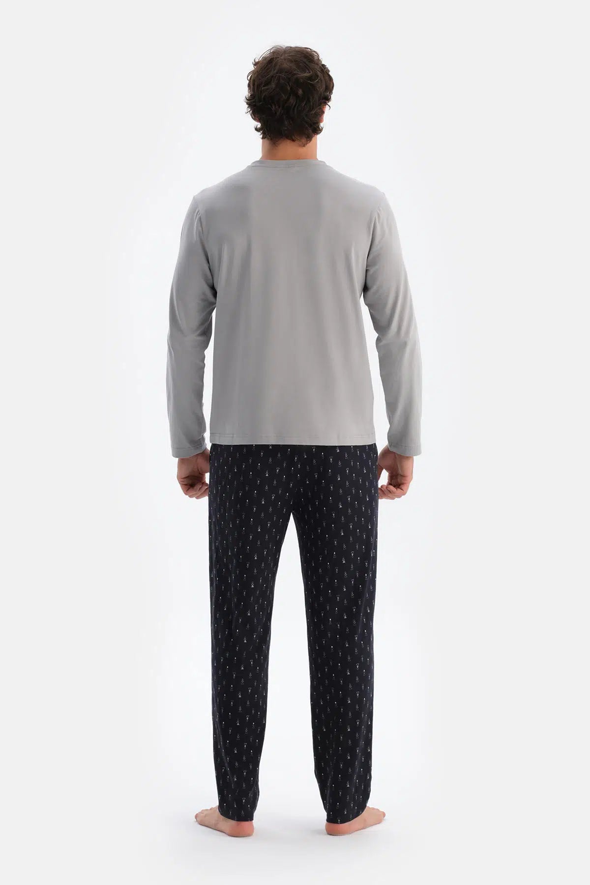 Lacivert Desenli Penye Modal Örme Pantolon