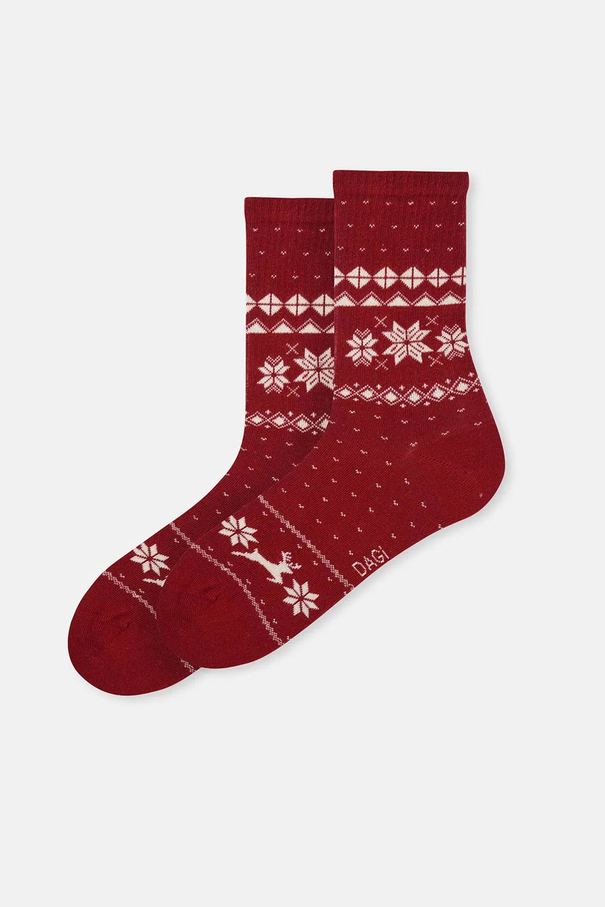 Kırmızı-Lacivert Erkek 2'li Yılbaşı Desenli Çorap