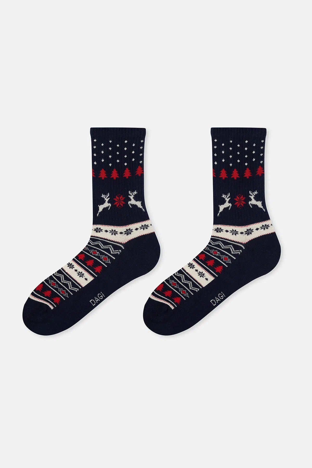 Kırmızı-Lacivert Erkek 2'li Yılbaşı Desenli Çorap