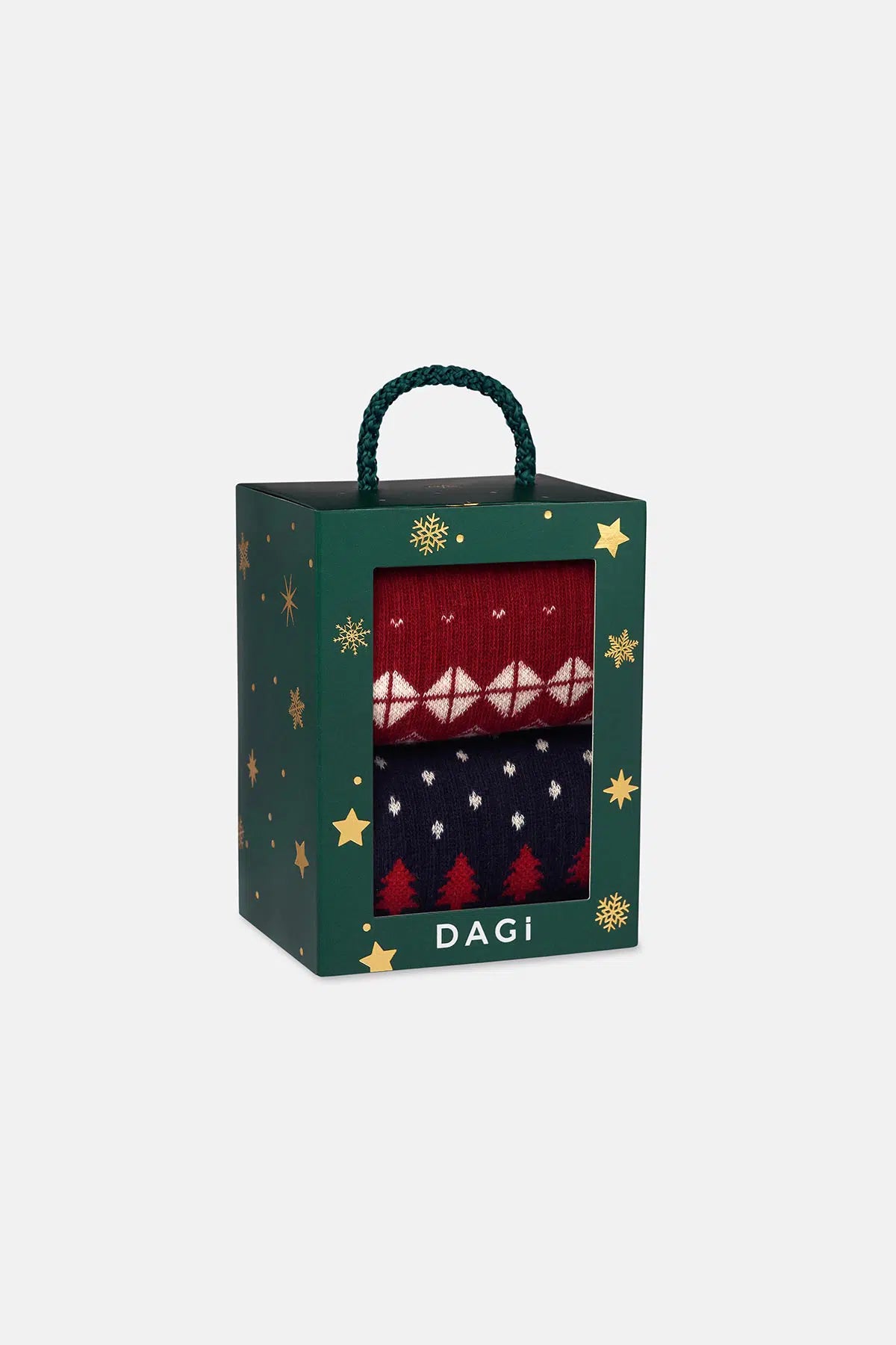 Kırmızı-Lacivert Erkek 2'li Yılbaşı Desenli Çorap