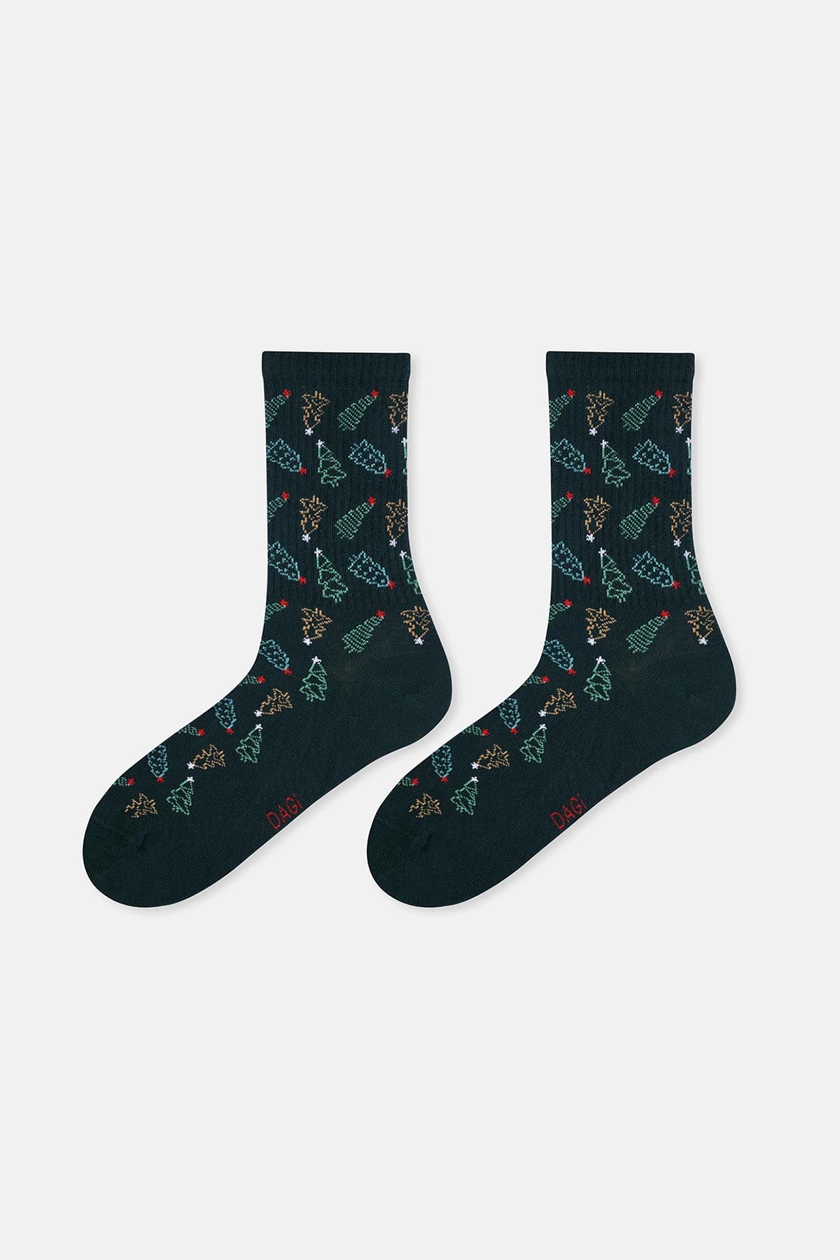 Siyah-Yeşil Erkek 2'li Yılbaşı Desenli Çorap