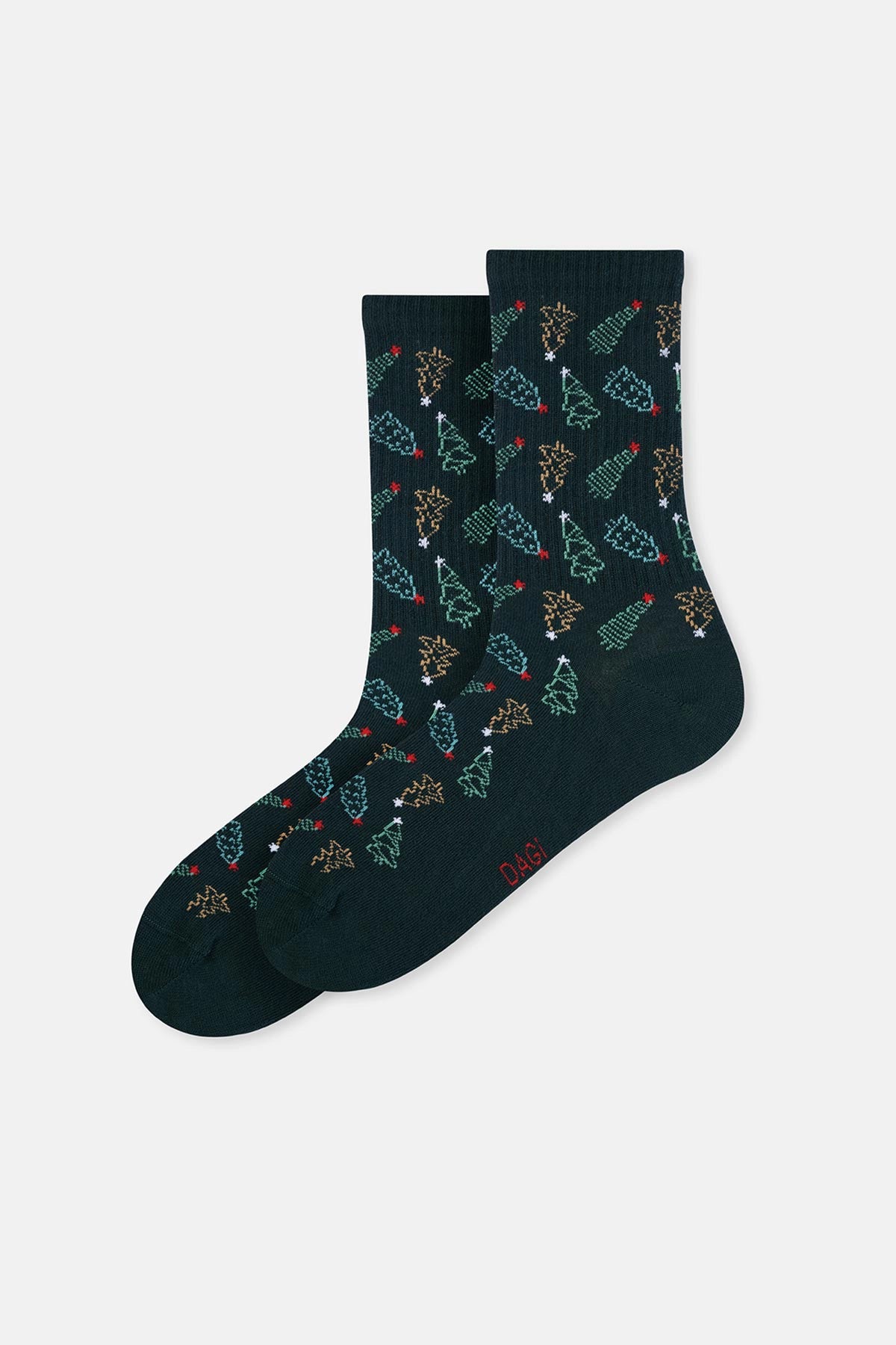 Siyah-Yeşil Erkek 2'li Yılbaşı Desenli Çorap