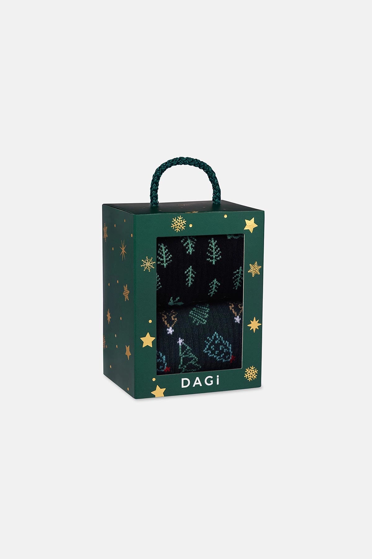 Siyah-Yeşil Erkek 2'li Yılbaşı Desenli Çorap