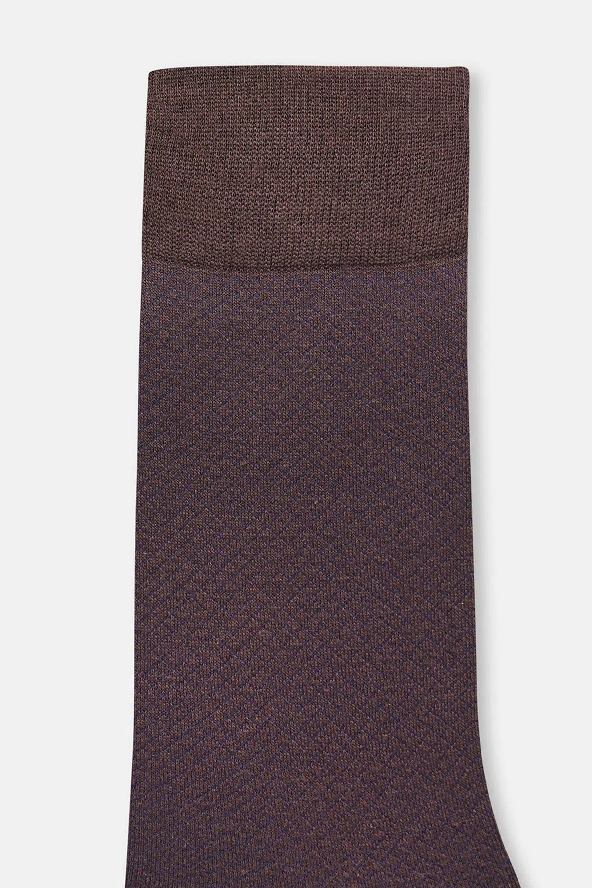 Kahverengi Erkek Elmas Desen Pamuklu Çorap