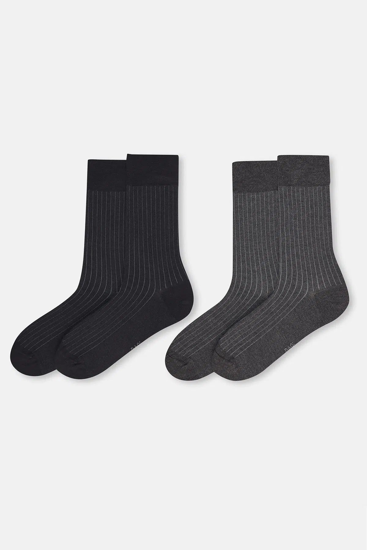 Antrasit-Siyah Erkek 2'li Çizgi Desen Bambu Çorap