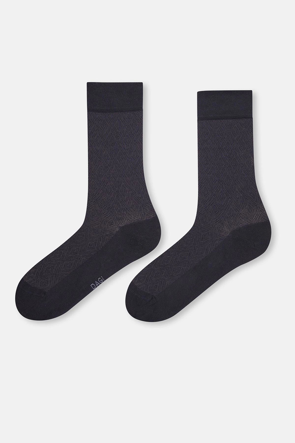 Lacivert Erkek Zıgzag Desen Bambu Çorap