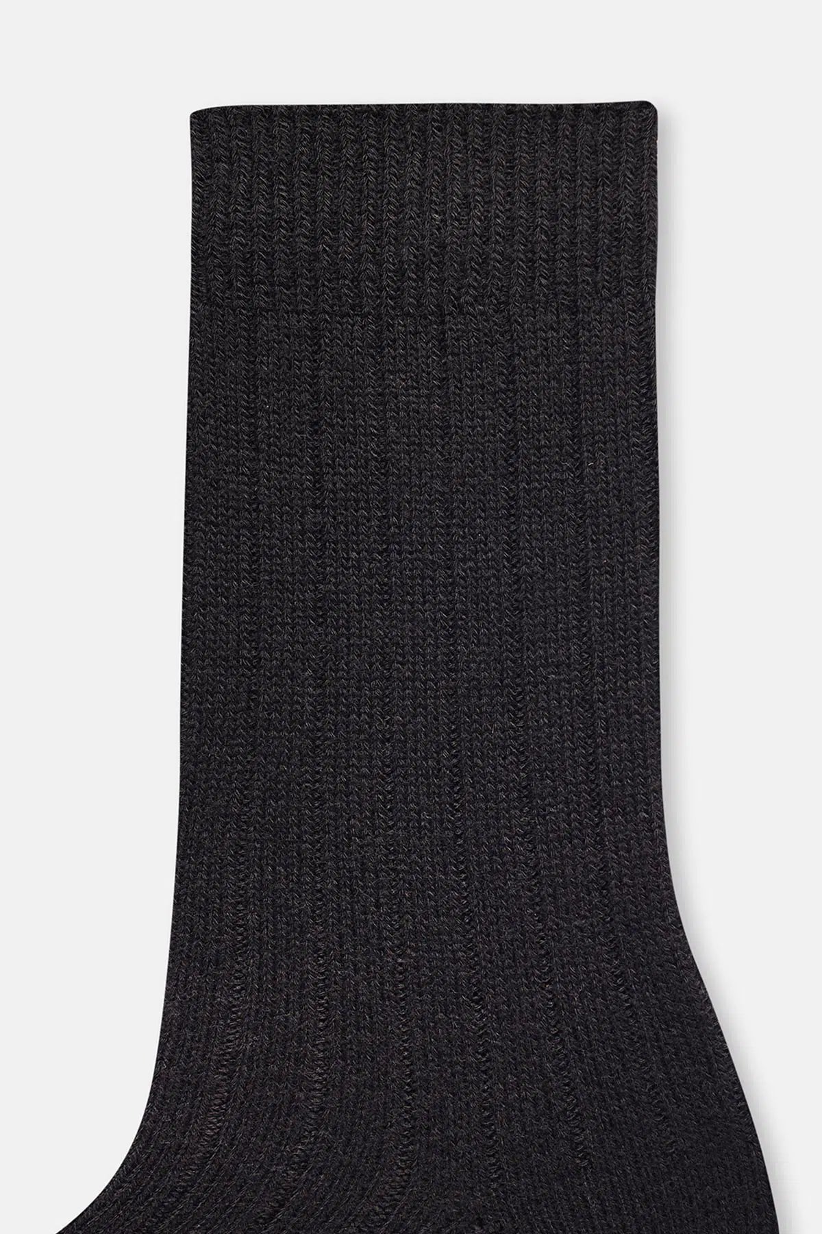 Siyah Erkek Yün Karışımlı Kalın Rıb Çorap