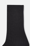 Siyah Erkek Yün Karışımlı Ince Rıb Çorap