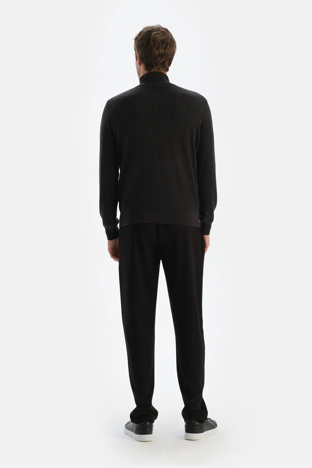 Antrasıt Erkek Kaşmir Karışımlı Fermuar Yaka Triko