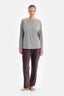 Gri Melanj Kadın Bisiklet Yaka Pijama Üstü