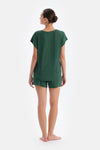 Koyu Yeşil Düşük Kol Şortlu Pijama Takımı