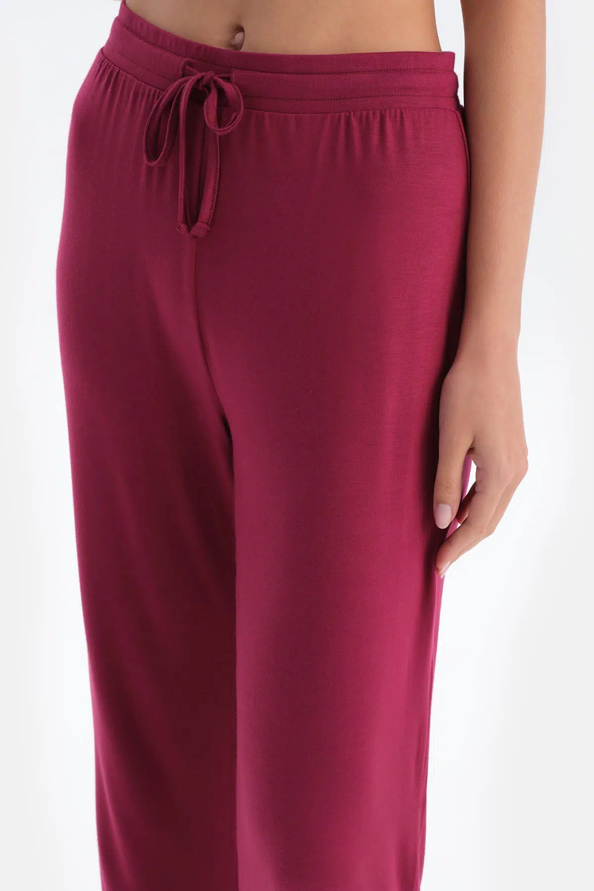 Bordo Kadın V Yaka Pijama Takımı