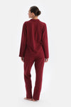 Bordo Kadın Gömlek Pijama Takımı