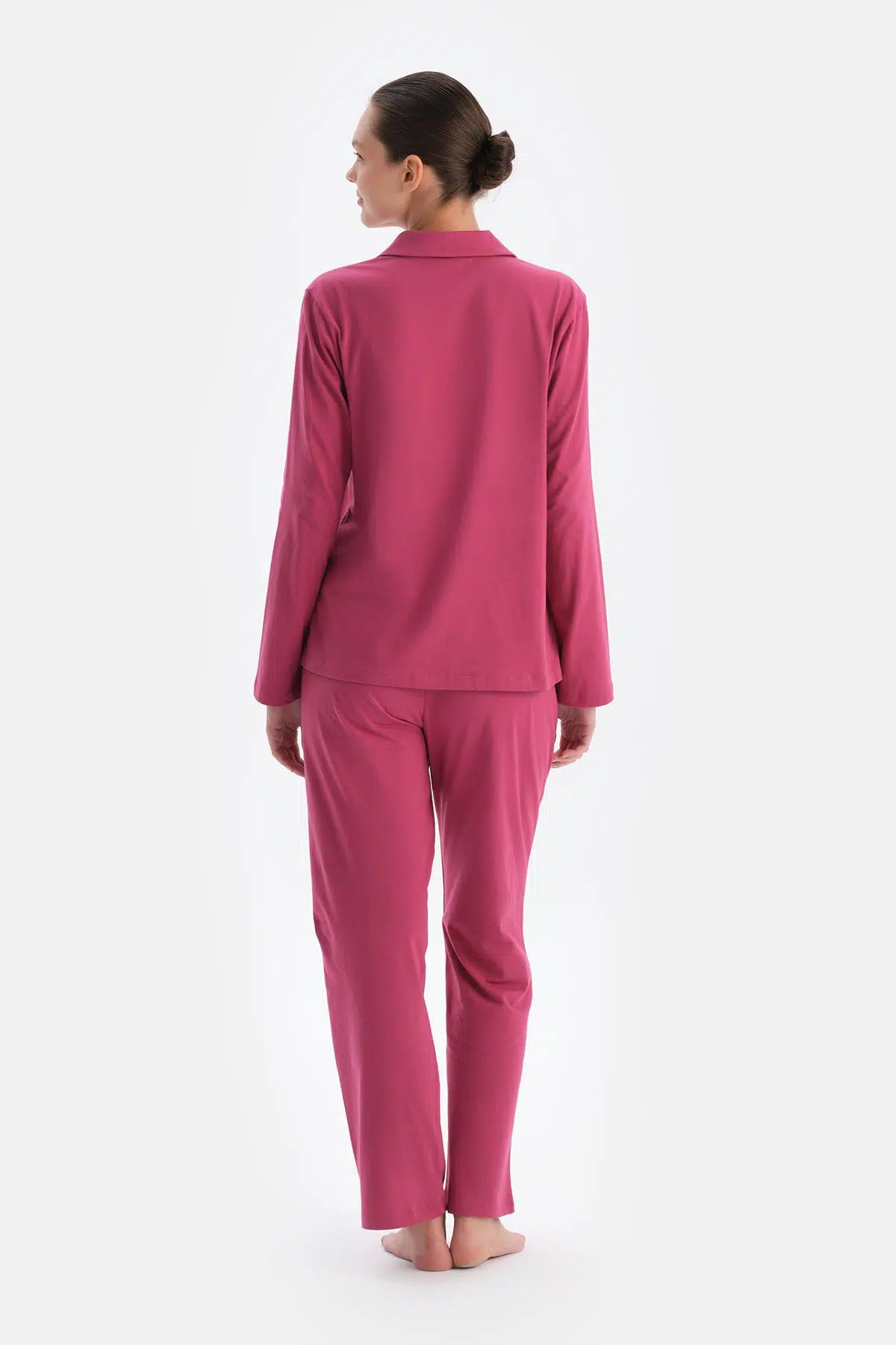 Fuşya Kadın Gömlek Pijama Takımı