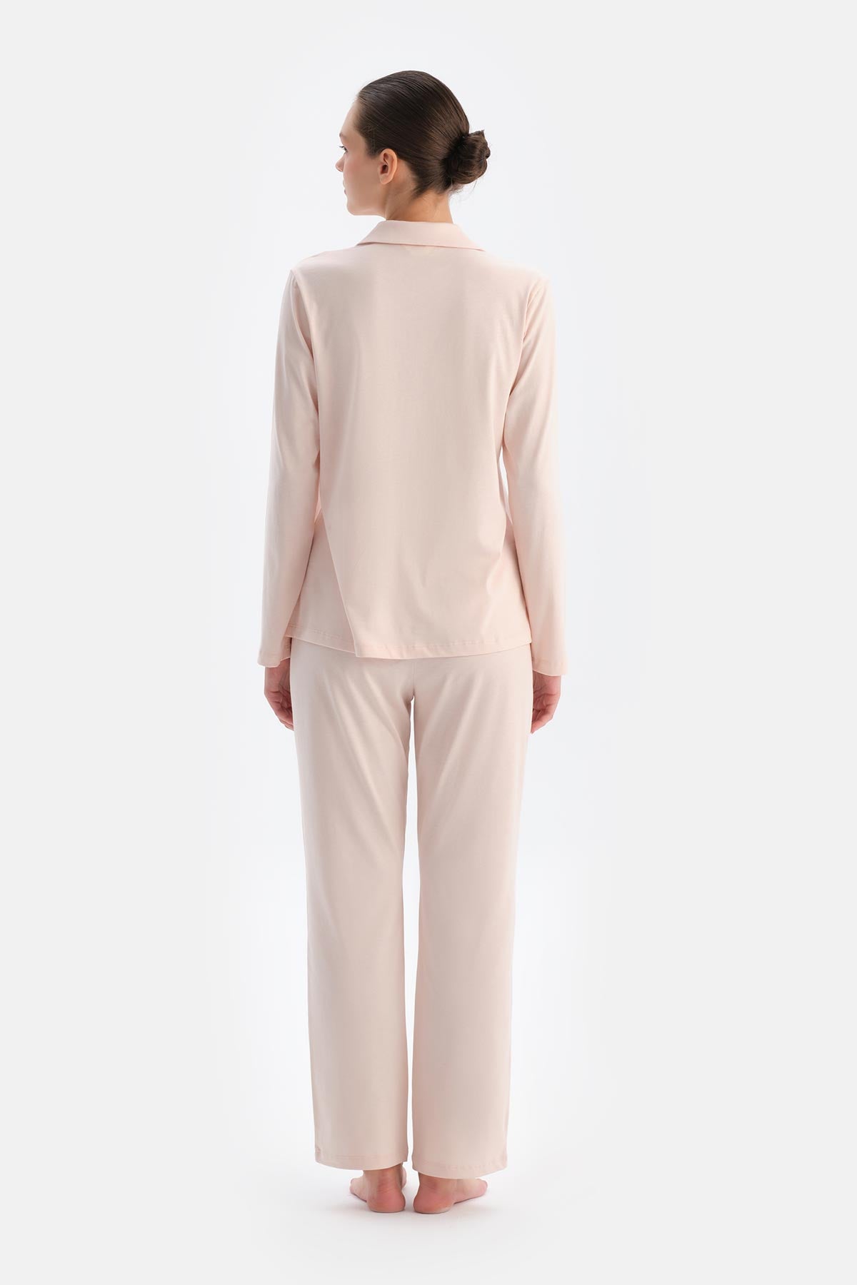Açık Pembe Kadın Gömlek Pijama Takımı